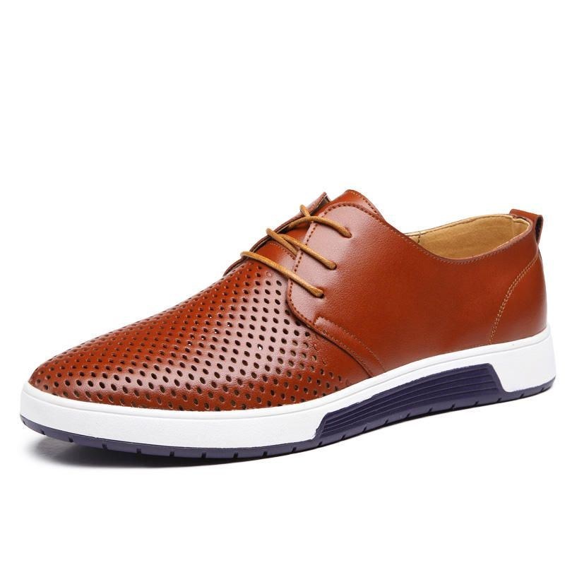 Mænds Bløde Læder Casual Business Office Flat Oxfords