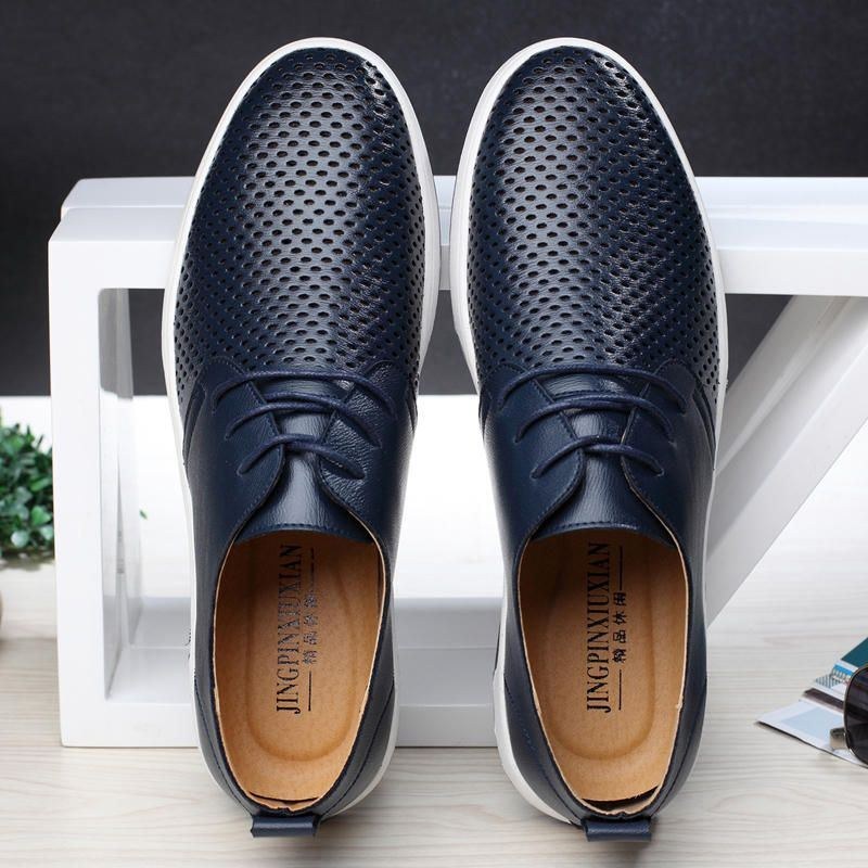 Mænds Bløde Læder Casual Business Office Flat Oxfords