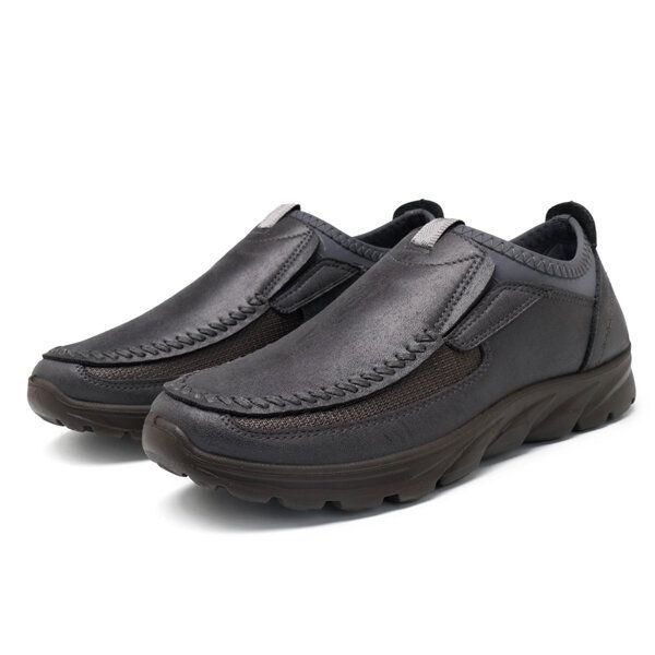 Mænds Casual Comfy Soft Moc Toe Slip On Læder Oxfords