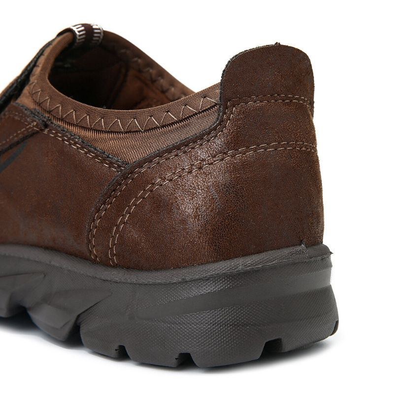 Mænds Casual Comfy Soft Moc Toe Slip On Læder Oxfords