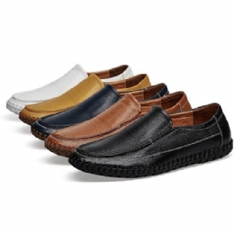 Mænds Ren Farve Blødt Læder Slip On Casual Flat Oxfords