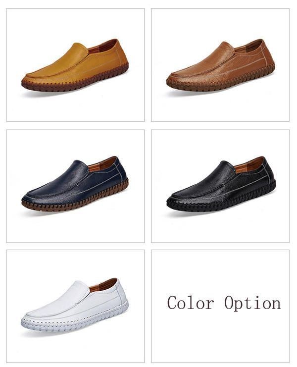 Mænds Ren Farve Blødt Læder Slip On Casual Flat Oxfords