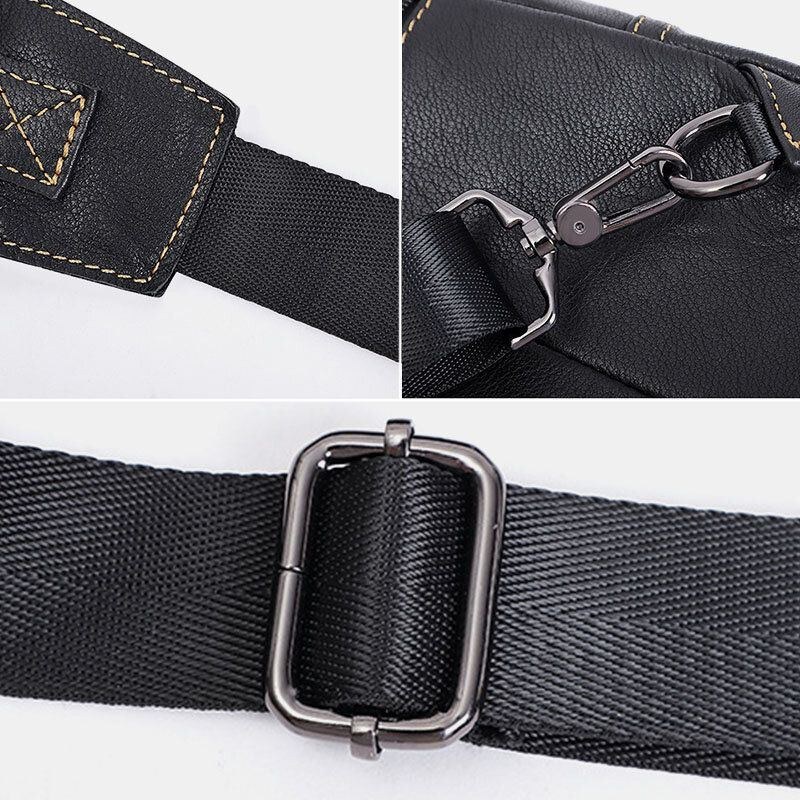 Ægte Læder Til Mænd Med Stor Kapacitet Udendørs Afslappet Brysttaske Cabriolet Skulderrem Multi-lomme Skuldertaske Crossbody Taske