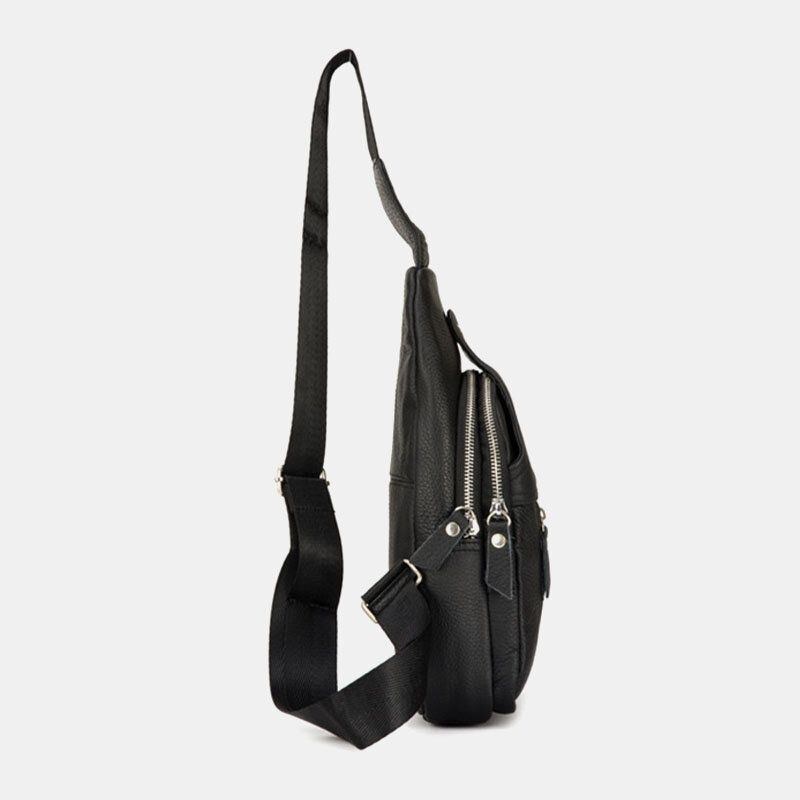 Ægte Læder Til Mænd Retro Crossbody-taske Med Stor Kapacitet Brysttaske Sling Bag