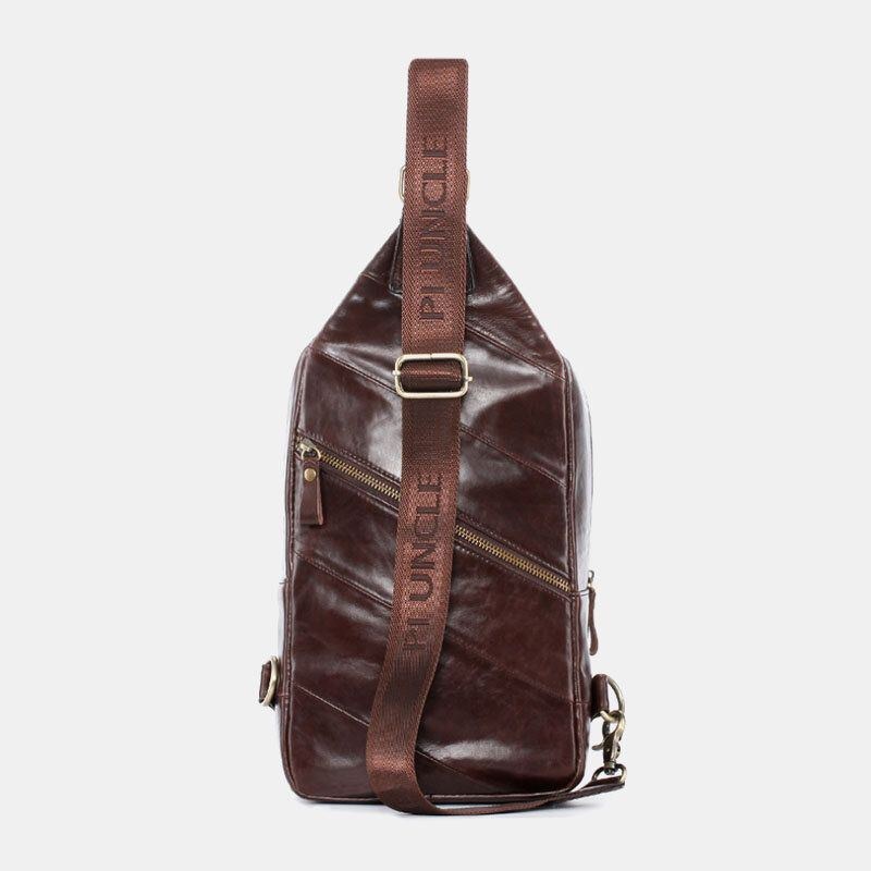 Herre Ægte Læder Casual Solid Business Crossbody-taske Skuldertaske Brysttaske