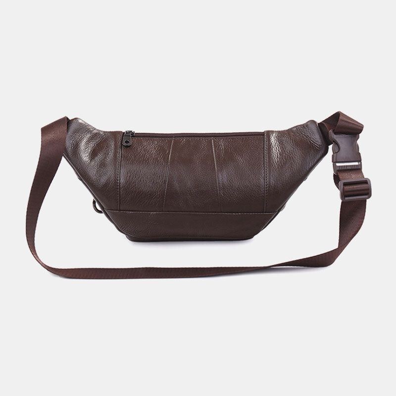 Herre Ægte Læder Ensfarvet Multi-bære Crossbody Taske Brysttaske Bæltetaske Taljetaske