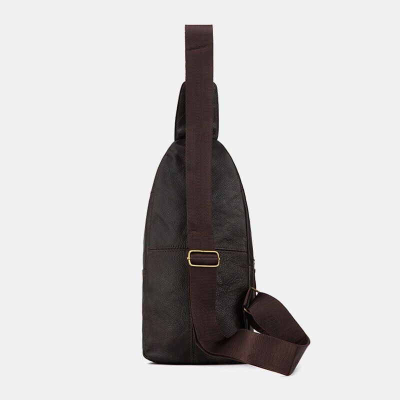 Herre Ægte Læder Flerlag Vandtæt Casual Crossbody Taske Brysttaske Sling Bag