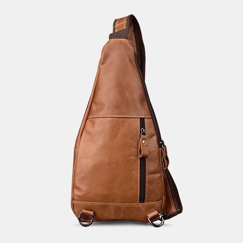 Herre Ægte Læder Multi-pocket Anti-tyveri Brysttaske Retro Wear Vandtæt Crossbody Taske