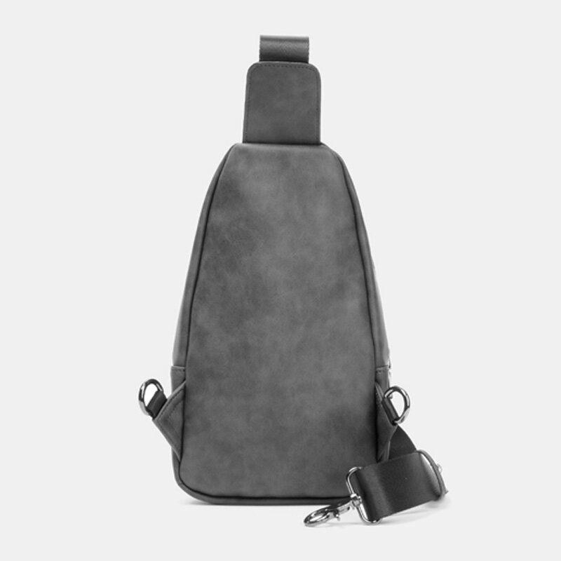 Herre Ensfarvet Hovedtelefon Huldesign Multi-lomme Brysttaske Casual Udendørs Pu Blødt Læder Slidfast Crossbody Tasker Skuldertaske