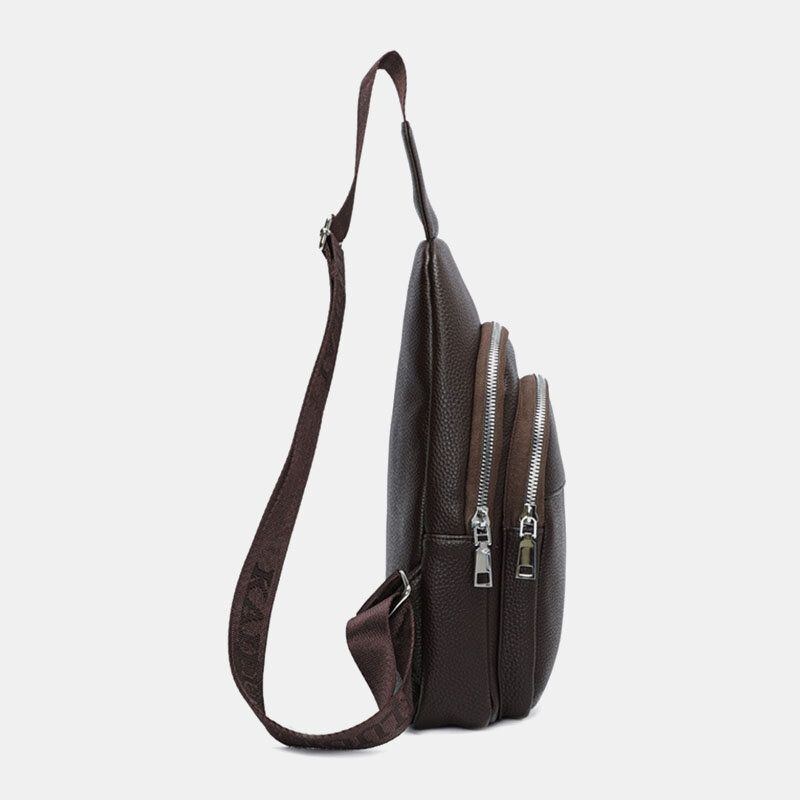 Herre Imiteret Læder Casual Outdoor Fashion Stor Kapacitet Crossbody Bag Brysttaske