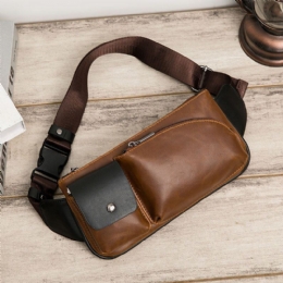 Herre Imiteret Læder Retro Business Casual Multi-bære Taljetaske Brysttaske Sling Bag