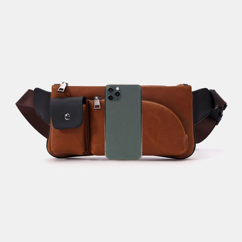 Herre Imiteret Læder Retro Business Casual Multi-bære Taljetaske Brysttaske Sling Bag