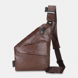 Herre Kunstlæder Multi-lommer Vandtæt Brysttaske Crossbody Taske