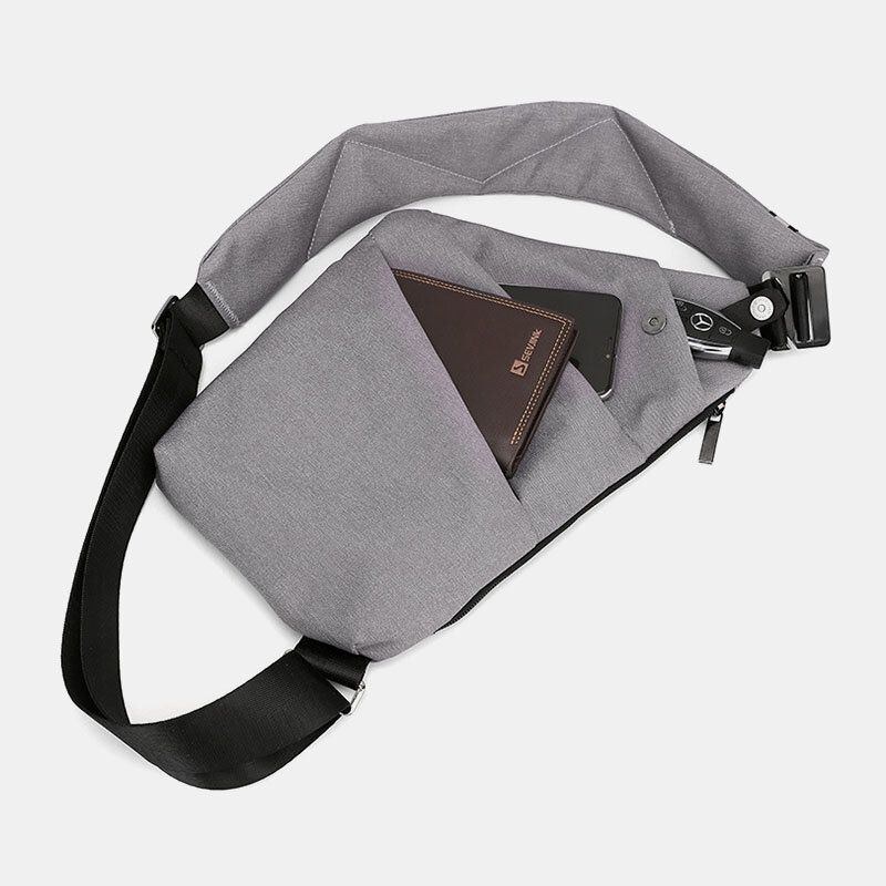 Herre Lysende Oxford Multi-lommer Stor Kapacitet Tyverisikring Vandtæt Crossbody Taske Brysttaske Sling Bag