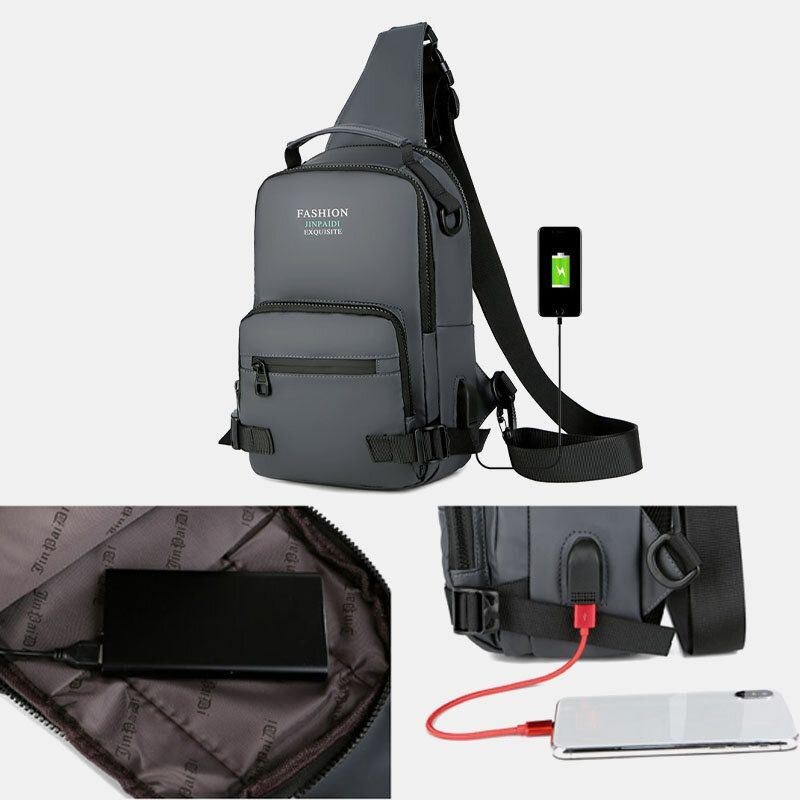 Herre Multi-layers Space Business Solid Skuldertaske Crossbody Bag Brysttaske Med Usb-opladning