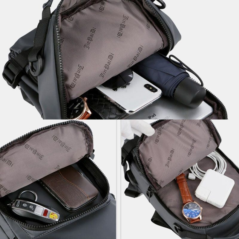 Herre Multi-layers Space Business Solid Skuldertaske Crossbody Bag Brysttaske Med Usb-opladning