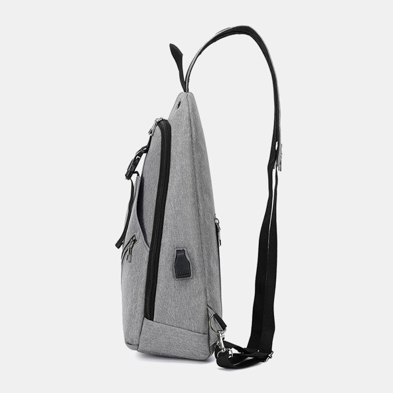 Herre Multifunktion Vandtæt Usb Opladelig Hovedtelefon Hul Brysttasker Rygsæk Skuldertaske Crossbody Tasker