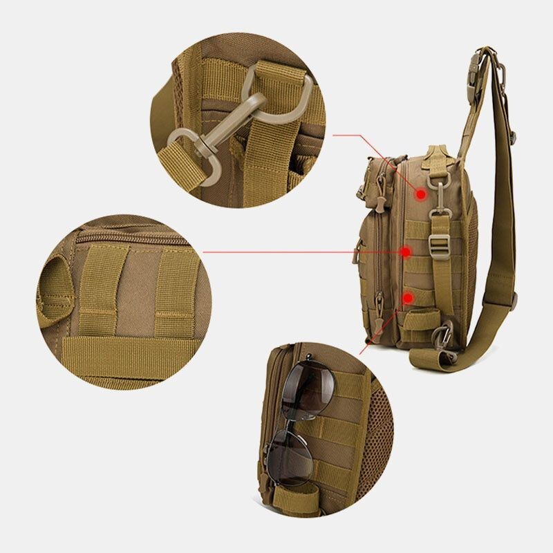 Herre Nylon Camouflage Multifunktion Stor Kapacitet Udendørs Fiskeri Crossbody Tasker Brysttaske Tactical Bag