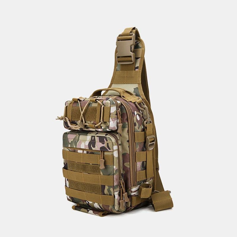 Herre Nylon Camouflage Stor Kapacitet Multi-bære Tactical Travel Outdoor Brysttaske Skuldertaske