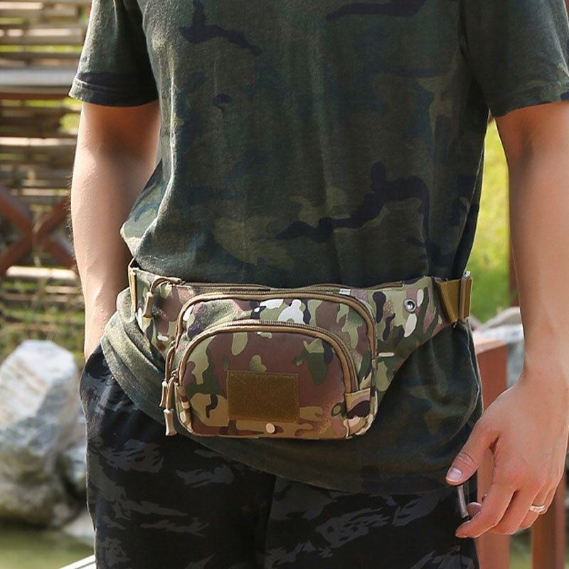 Herre Nylon Multi-bære Multi-lomme Udendørs Tactical Camouflage Ridning Taljetaske Skuldertaske Brysttaske