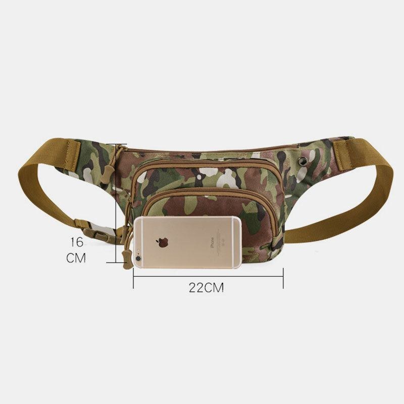 Herre Nylon Multi-bære Multi-lomme Udendørs Tactical Camouflage Ridning Taljetaske Skuldertaske Brysttaske