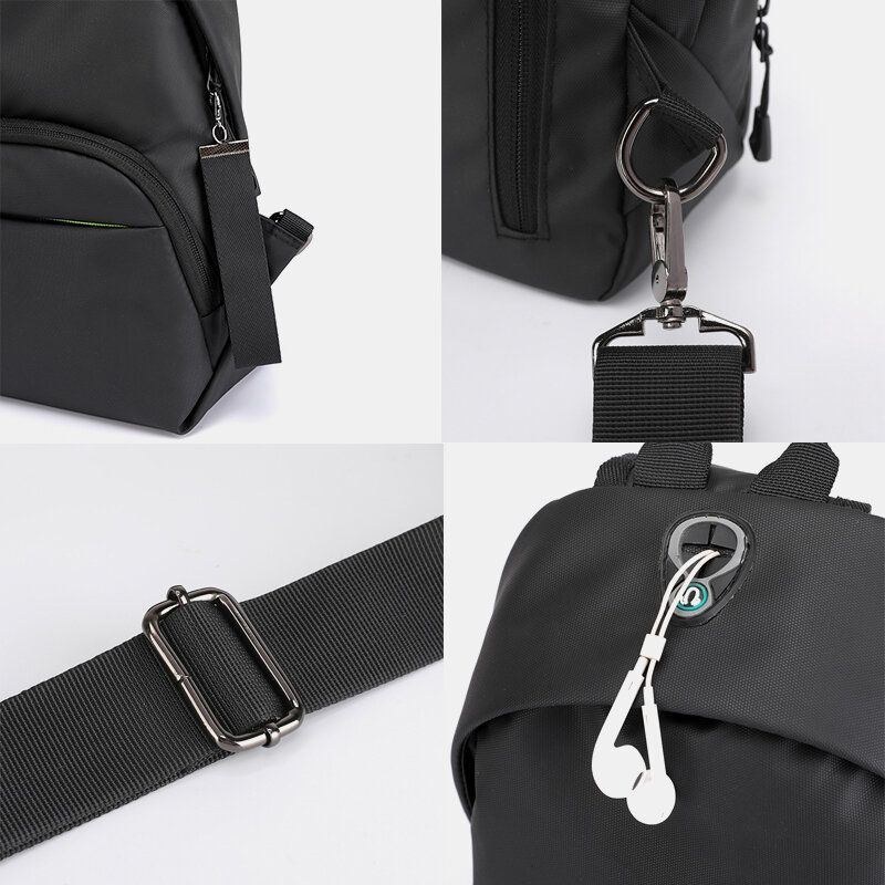 Herre Nylon Øretelefon Hul Vandtæt Udendørs Crossbody Taske Brysttaske Sling Bag