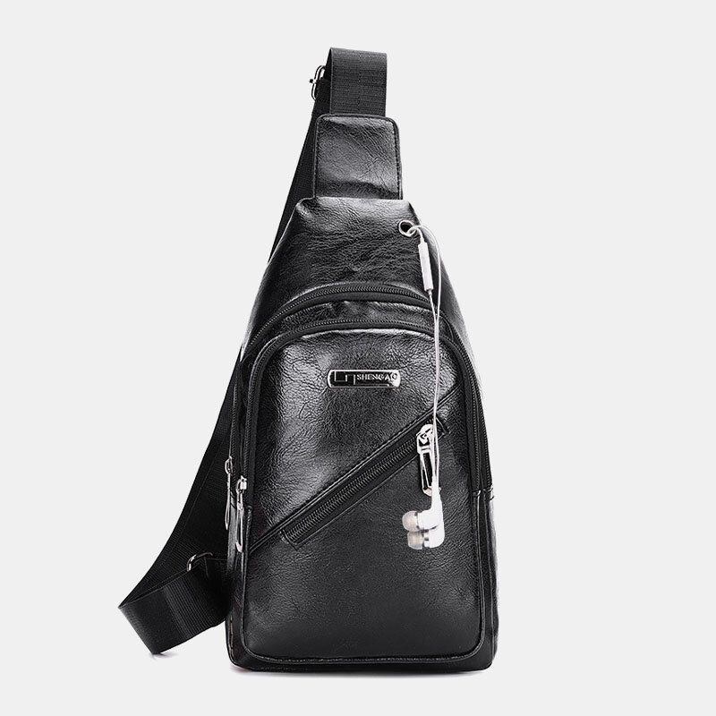 Herre Øretelefon Hole Business Multi-pocket Crossbody Taske Brysttaske Sling Bag