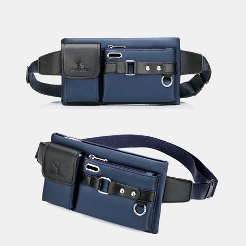 Herre Oxford Multifunktion Vandtæt Hovedtelefon Huldesign Brysttaske Taljetaske Casual Fashion 6.5 Tommer Telefontaske Crossbody-tasker