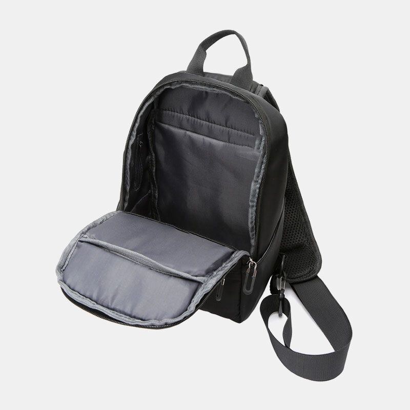 Herre Oxford Stor Kapacitet Usb Opladning Flerlag Vandtæt Crossbody Taske Brysttaske Sling Bag