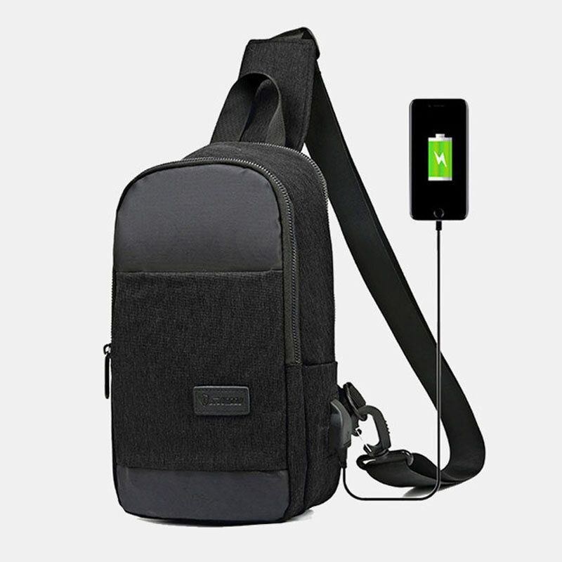 Herre Oxford Vandtæt Usb-opladningsbrysttaske Med Stor Kapacitet Messenger Crossbody-taske