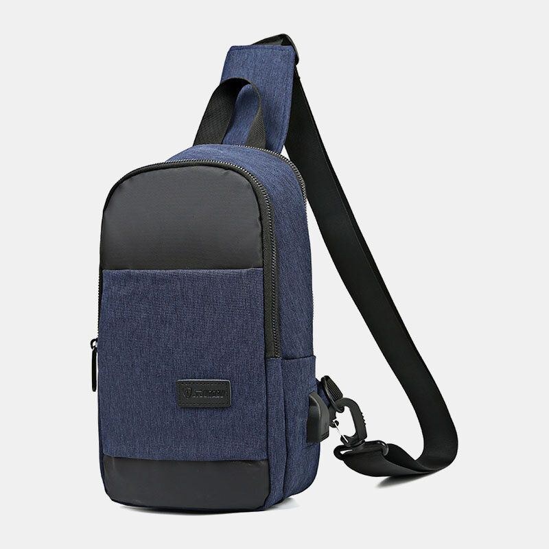 Herre Oxford Vandtæt Usb-opladningsbrysttaske Med Stor Kapacitet Messenger Crossbody-taske