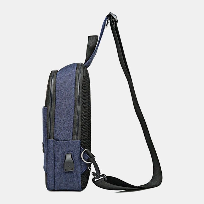 Herre Oxford Vandtæt Usb-opladningsbrysttaske Med Stor Kapacitet Messenger Crossbody-taske