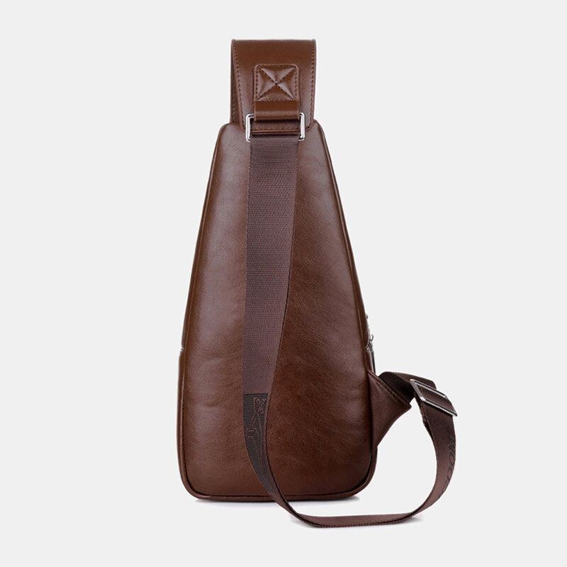 Herre Pu Læder Business Casual Udendørs Vandtæt Multi-bære Skuldertaske Crossbody Taske Brysttaske Med Usb-opladning