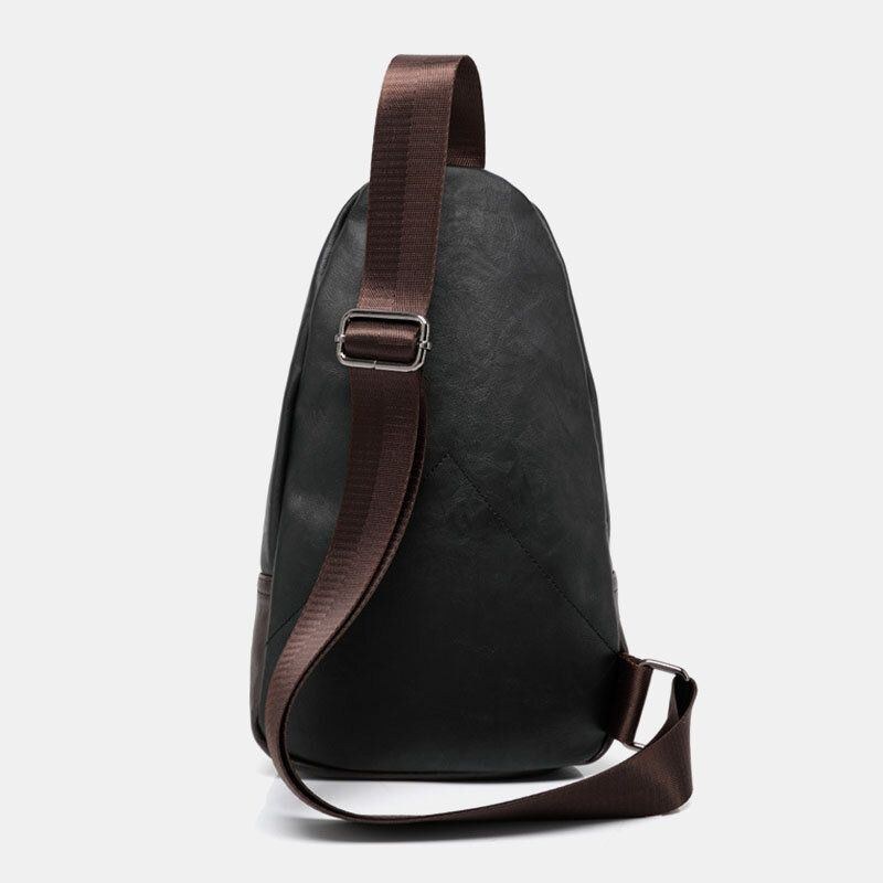 Herre Pu Læder Multi-lomme Vandtæt Casual Crossbody Taske Brysttaske Sling Bag