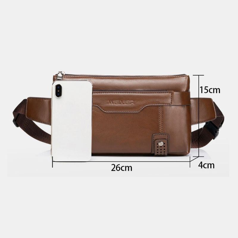 Herre Pu Læder Vandtæt Brysttaske Med Stor Kapacitet Outdoor Outing 6.5 Tommer Telefontaske Crossbody-tasker Skuldertaske