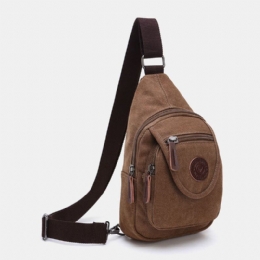 Herre Retro Canvas Brysttaske Med Høj Kapacitet Casual Wear Resisting Vandtæt Crossbody Bag Skuldertaske