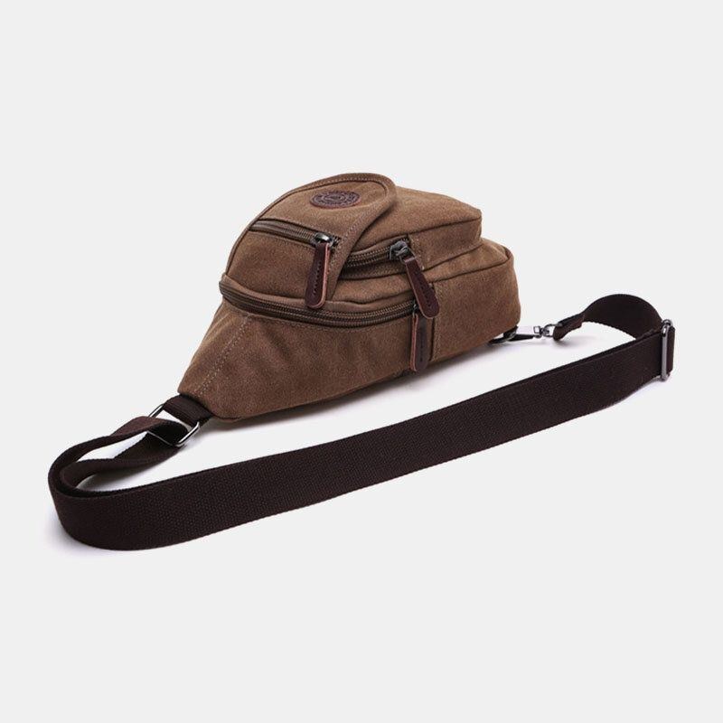 Herre Retro Canvas Brysttaske Med Høj Kapacitet Casual Wear Resisting Vandtæt Crossbody Bag Skuldertaske