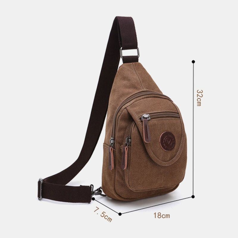 Herre Retro Canvas Brysttaske Med Høj Kapacitet Casual Wear Resisting Vandtæt Crossbody Bag Skuldertaske