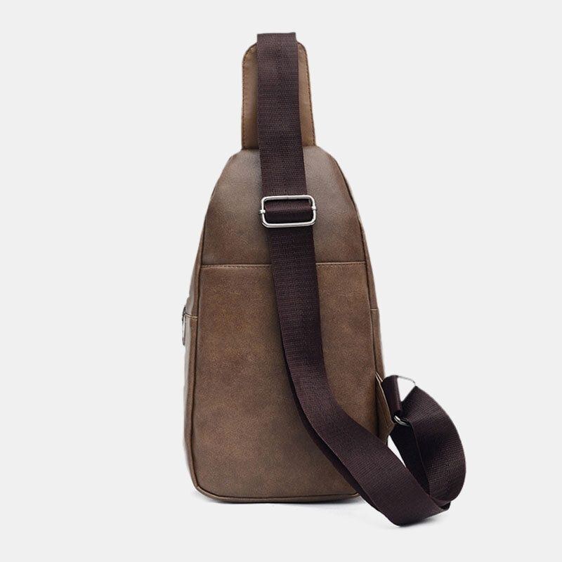 Herre Stor Kapacitet Øretelefon Hul Business Multi-pocket Crossbody Taske Bryst Taske Sling Bag