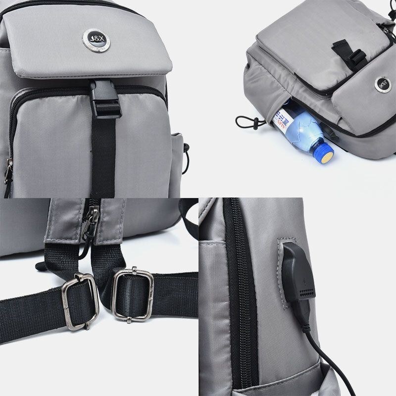 Herre Usb Opladning Multi-bære Multi-lag Vandtæt Crossbody Taske Brysttaske Sling Bag Rygsæk