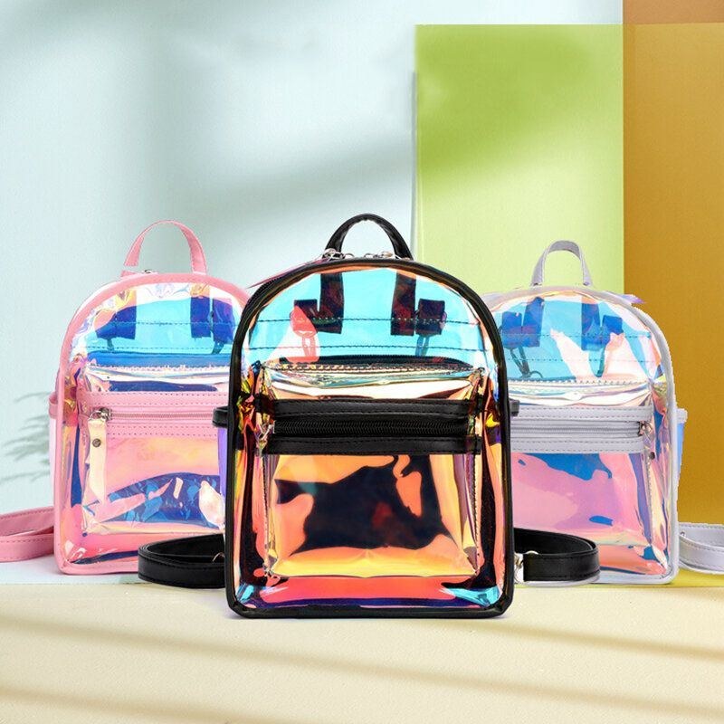 Dame 2 Stk Transparent Jelly Multi-bære Mini Rygsæk Crossbody Taske Håndtaske