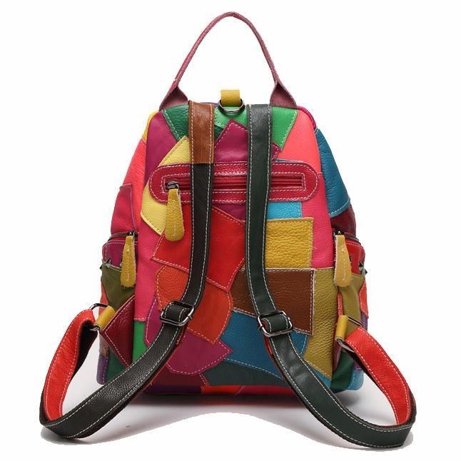 Dame Casual Patchwork Ægte Læder Skuldertasker Med Stor Kapacitet Crossbody-tasker