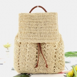 Dame Mori Series String Straw Bag Dual-use Woven Bag Retro Beach Bag Rygsæk