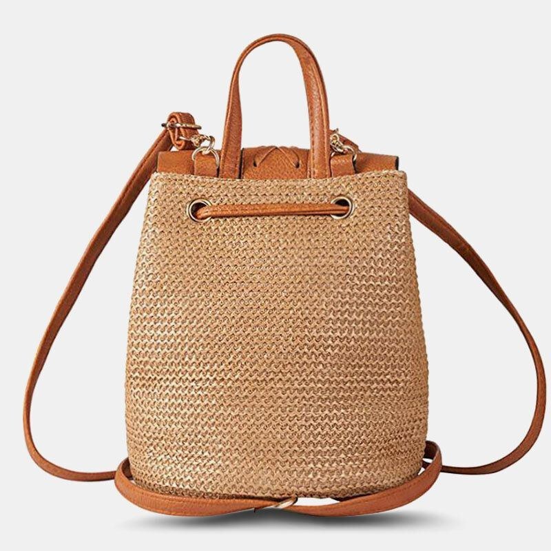 Dame Tassel Straw Bag Retro Beach Bag Rygsæk Bucket Bag