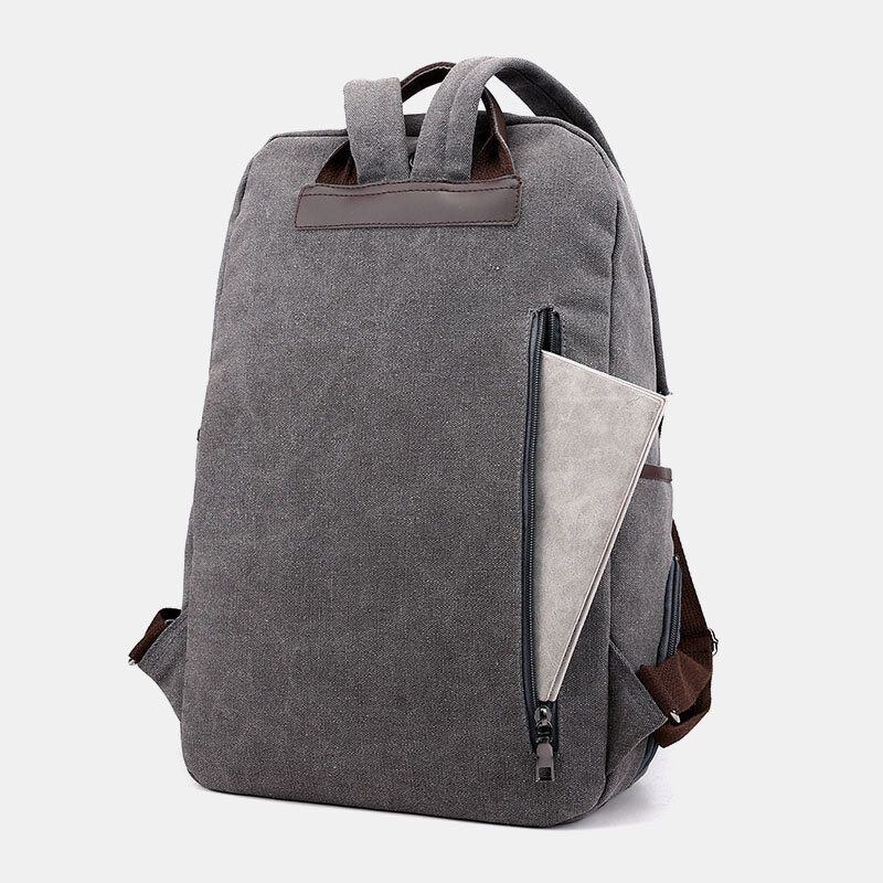 Herre Canvas Fold Stor Kapacitet Casual Travel 14 Tommer Laptop Taske Rejsetaske Skoletaske Rygsæk