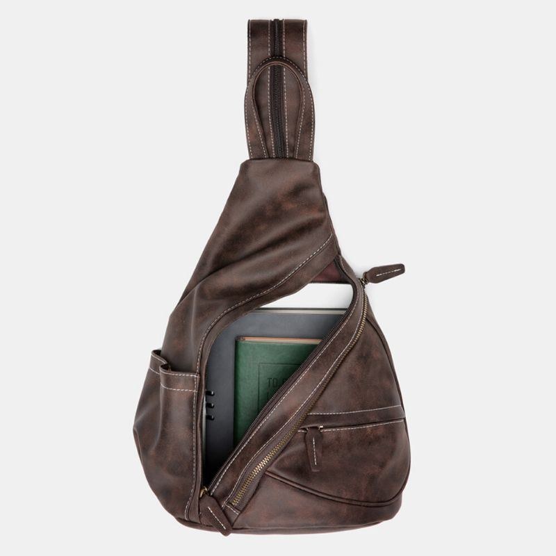 Herre Imiteret Læder Med Stor Kapacitet Multi-lommer Slidfast Blackpack Brysttaske Crossbody Taske