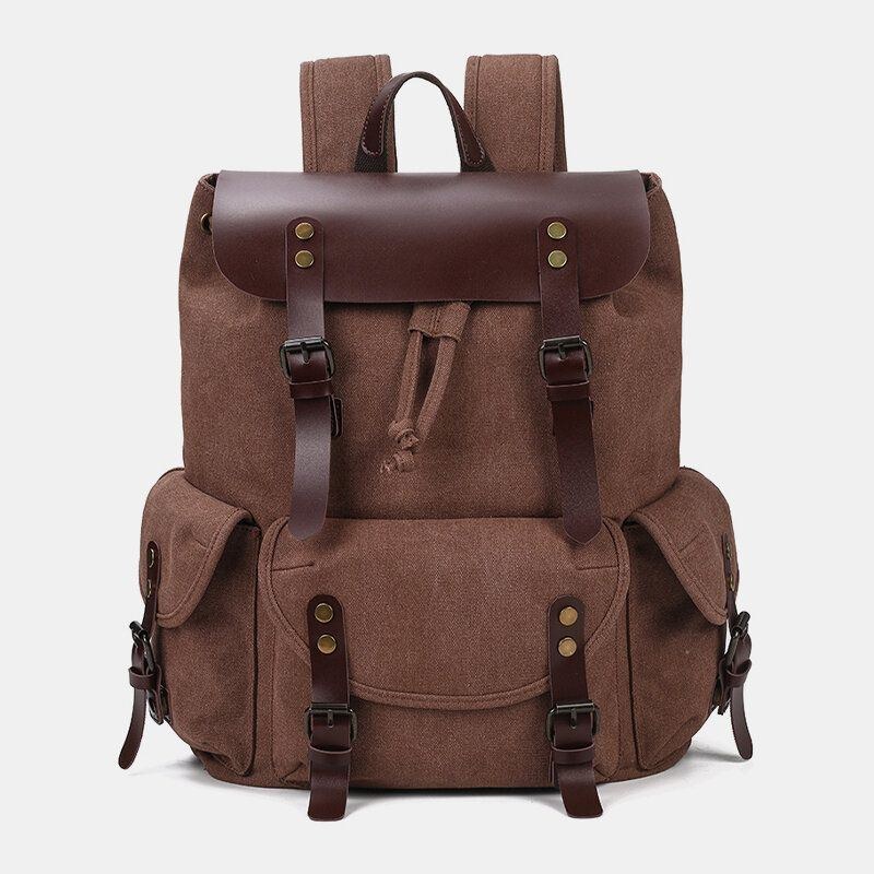 Herre Oil Wax Canvas Casual Vandtæt Multi-pocket Rygsæk Stor Kapacitet 15.6 Tommer Laptop Taske Skuldertaske