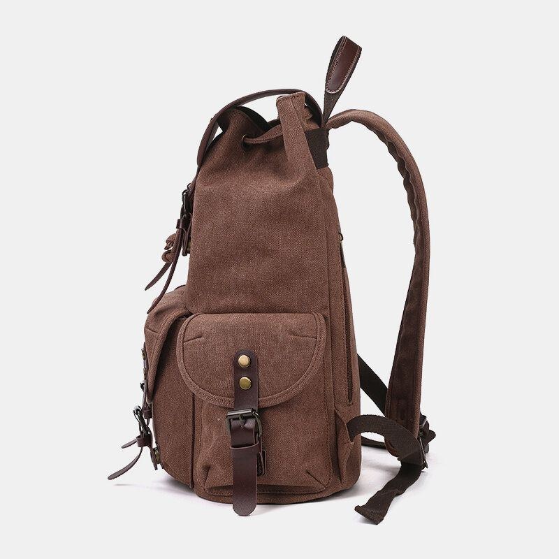 Herre Oil Wax Canvas Casual Vandtæt Multi-pocket Rygsæk Stor Kapacitet 15.6 Tommer Laptop Taske Skuldertaske