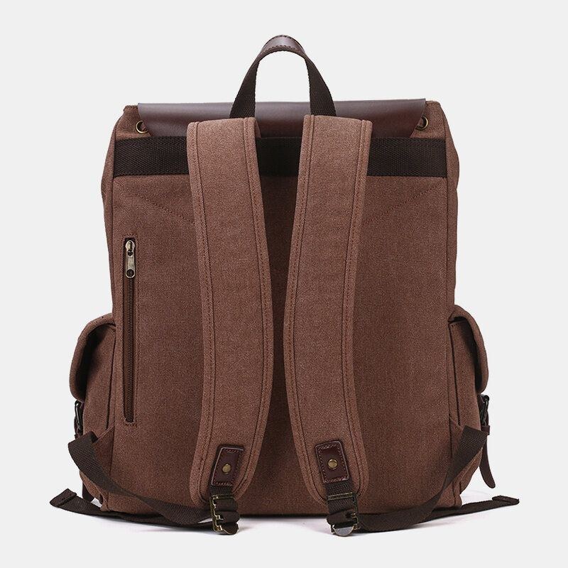 Herre Oil Wax Canvas Casual Vandtæt Multi-pocket Rygsæk Stor Kapacitet 15.6 Tommer Laptop Taske Skuldertaske