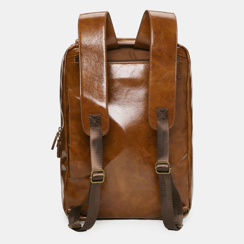 Herre Vintage Business Multi-lommer Rygsæk Stor Kapacitet Vandtæt Multi-bære Briefcase Crossbody Taske